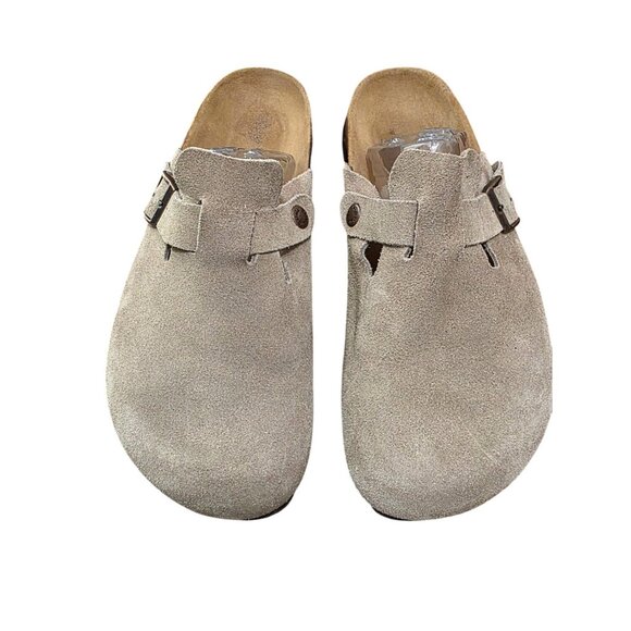 Birkenstock Betula Boston Taupe Suede Tan Mule Clogs Slip-On Sandals Size W9/M7 - Picture 1 of 7
